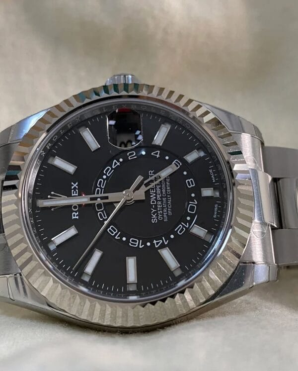 Rolex White Rolesor Sky-Dweller - 2021 - Black Index Dial - Oyster Bracelet - 326934 *FULL STICKERS* - Image 10