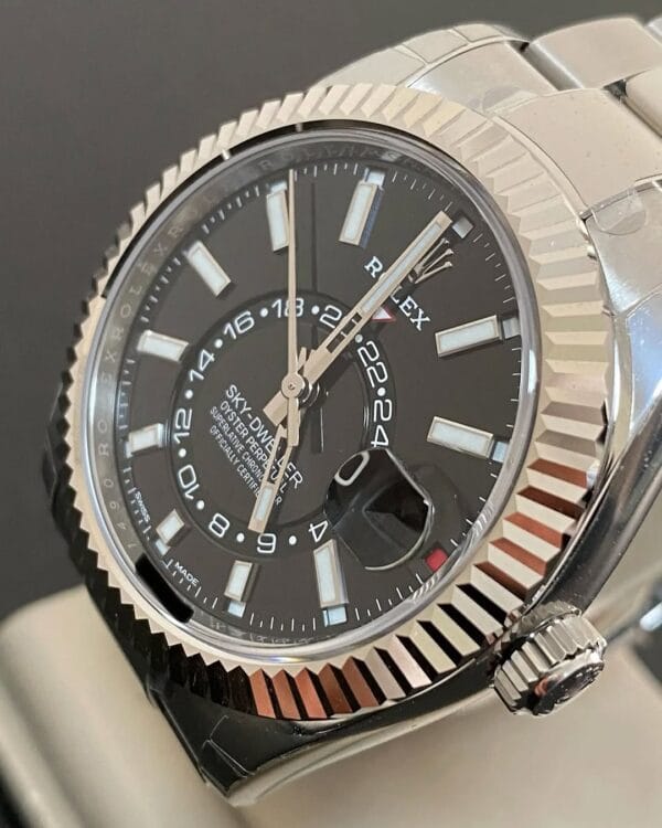 Rolex White Rolesor Sky-Dweller - 2021 - Black Index Dial - Oyster Bracelet - 326934 *FULL STICKERS* - Image 9