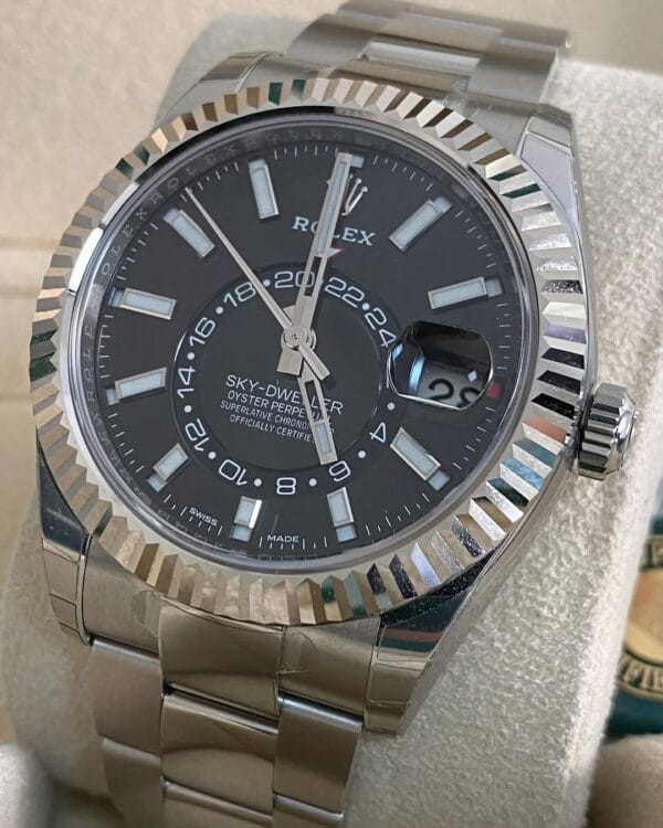 Rolex White Rolesor Sky-Dweller - 2021 - Black Index Dial - Oyster Bracelet - 326934 *FULL STICKERS* - Image 5