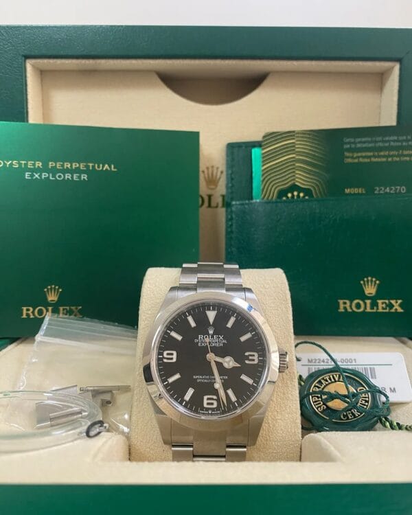 olex Oyster Perpetual Explorer - 2024 - Black Dial - Smooth Bezel - 224270 *FULL SET*