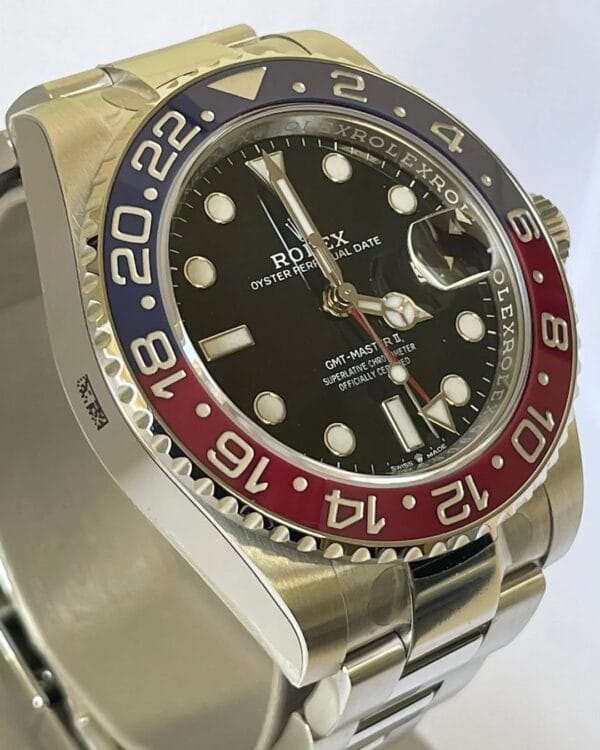 olex Steel GMT-Master II - 2024 - “Pepsi” Bezel - Black Dial - Oyster Bracelet - 126710BLRO - Image 4