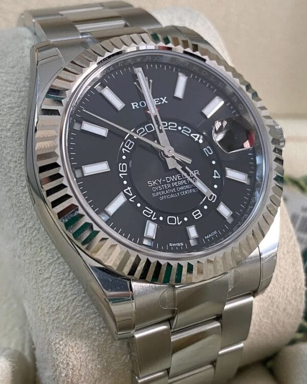 Rolex White Rolesor Sky-Dweller - 2021 - Black Index Dial - Oyster Bracelet - 326934 *FULL STICKERS* - Image 3