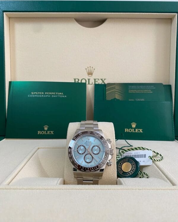 olex Platinum Cosmograph Daytona - 2024 - Ice Blue Index Dial - 126506 *FULL SET*