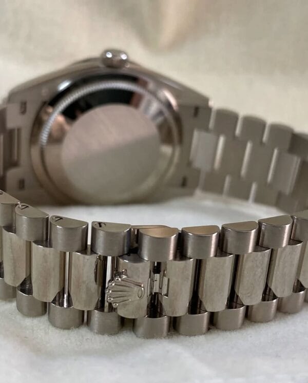 Rolex White Gold Day-Date 36 - 2024 - Diamond Bezel - Diamond Paved Rainbow Sapphire Dial - President Bracelet - 128349RBR *FULL SET* - Image 5