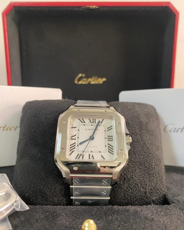Cartier Santos de Cartier - 2024 - 35.1 mm Steel Case - White Roman Dial - WSSA0029 *FULL SET* - Image 9