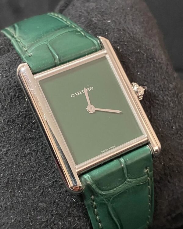 Cartier Tank Must Steel - 2024 - Green Dial - Green Alligator Strap - WSTA0056 *FULL SET* - Image 4