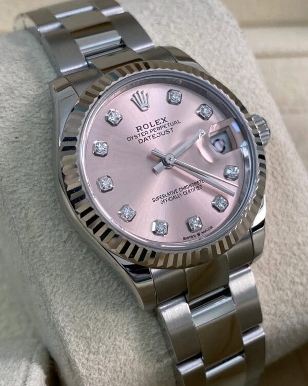 olex Steel Datejust 31 - 2024 - Fluted Bezel - Pink Diamond Dial - Oyster Bracelet - 278274 *FULL SET* - Image 8