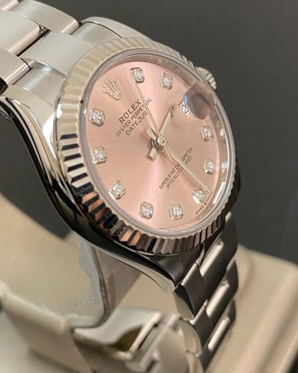 olex Steel Datejust 31 - 2024 - Fluted Bezel - Pink Diamond Dial - Oyster Bracelet - 278274 *FULL SET* - Image 6