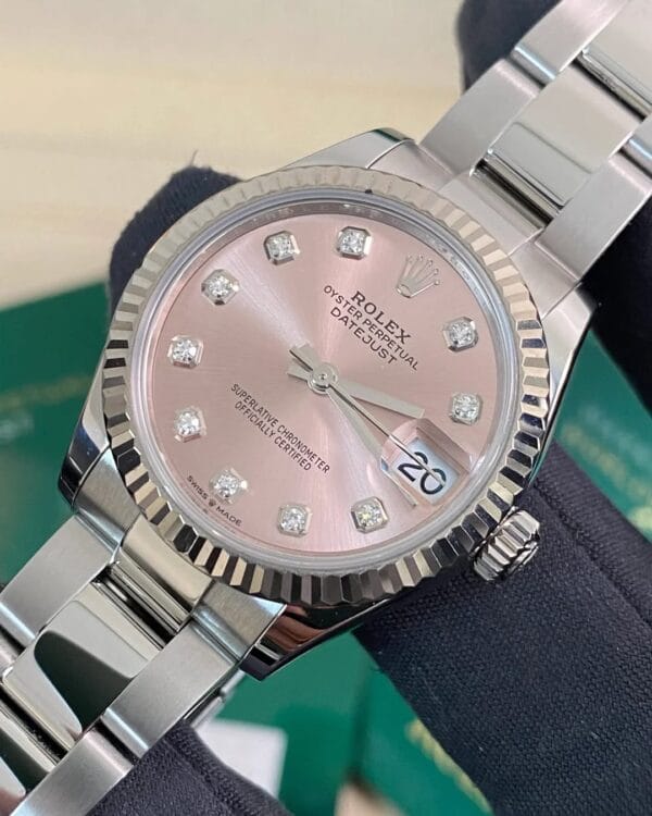 olex Steel Datejust 31 - 2024 - Fluted Bezel - Pink Diamond Dial - Oyster Bracelet - 278274 *FULL SET* - Image 5