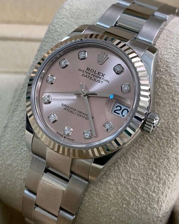 olex Steel Datejust 31 - 2024 - Fluted Bezel - Pink Diamond Dial - Oyster Bracelet - 278274 *FULL SET* - Image 3