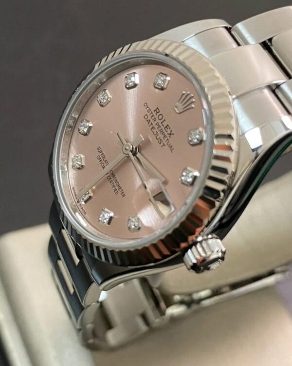 olex Steel Datejust 31 - 2024 - Fluted Bezel - Pink Diamond Dial - Oyster Bracelet - 278274 *FULL SET* - Image 9