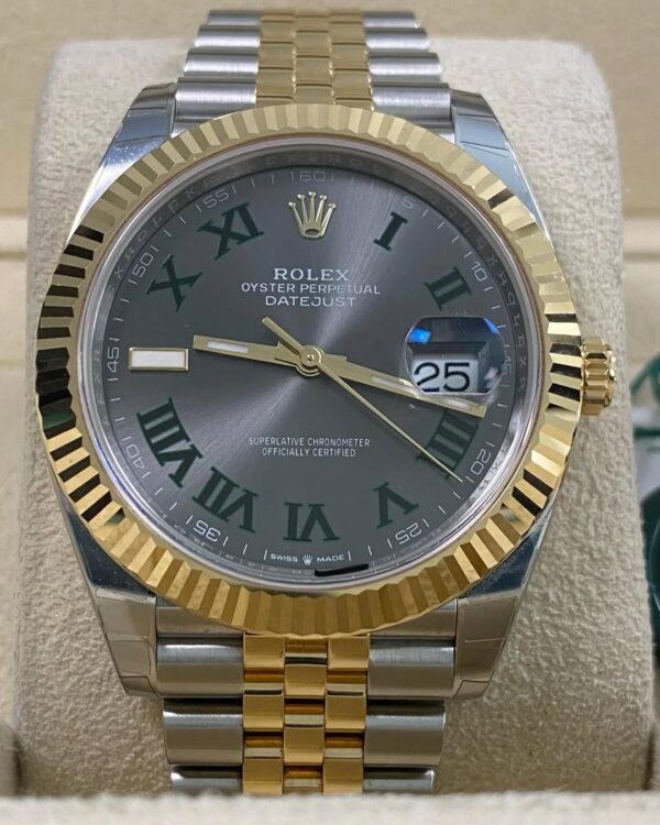 Rolex Steel & Yellow Gold Datejust 41 - 2024 - Fluted Bezel - “Wimbledon” Dial - Jubilee Bracelet - 126333 *FULL STICKERS* - Image 10