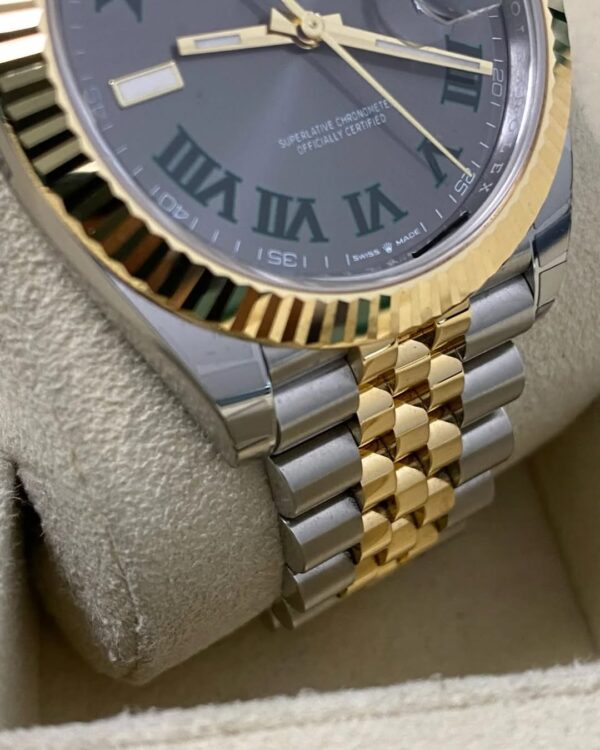 Rolex Steel & Yellow Gold Datejust 41 - 2024 - Fluted Bezel - “Wimbledon” Dial - Jubilee Bracelet - 126333 *FULL STICKERS* - Image 8