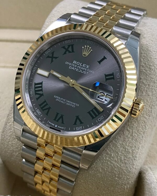 Rolex Steel & Yellow Gold Datejust 41 - 2024 - Fluted Bezel - “Wimbledon” Dial - Jubilee Bracelet - 126333 *FULL STICKERS* - Image 2