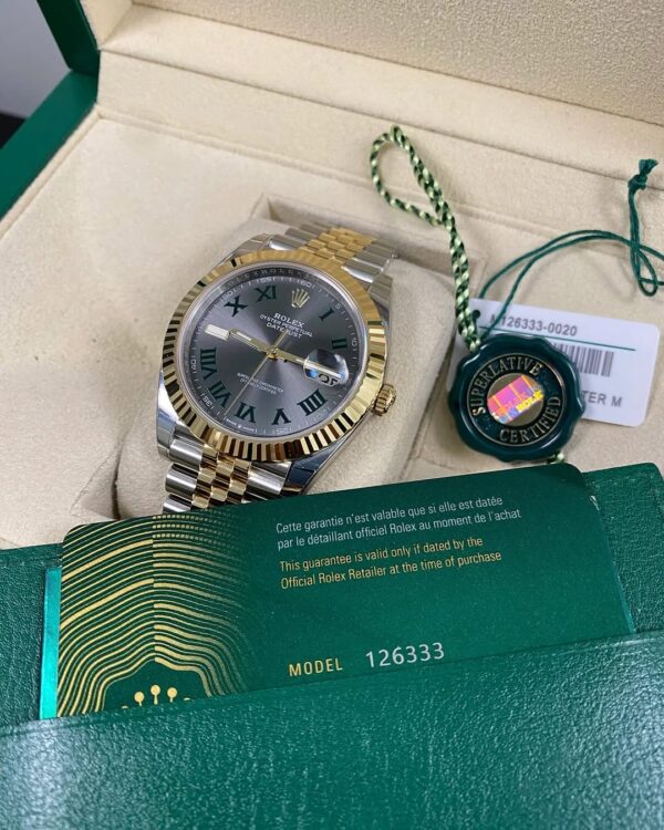 Rolex Steel & Yellow Gold Datejust 41 - 2024 - Fluted Bezel - “Wimbledon” Dial - Jubilee Bracelet - 126333 *FULL STICKERS*