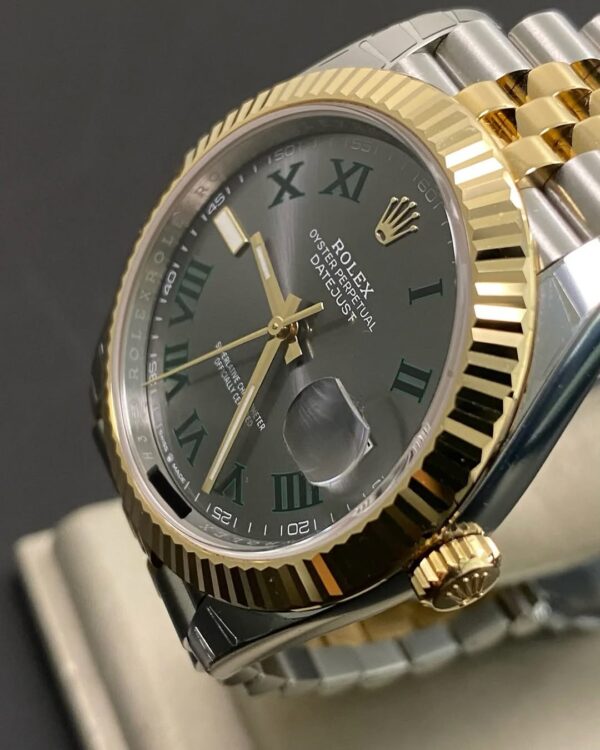 Rolex Steel & Yellow Gold Datejust 41 - 2024 - Fluted Bezel - “Wimbledon” Dial - Jubilee Bracelet - 126333 *FULL STICKERS* - Image 3