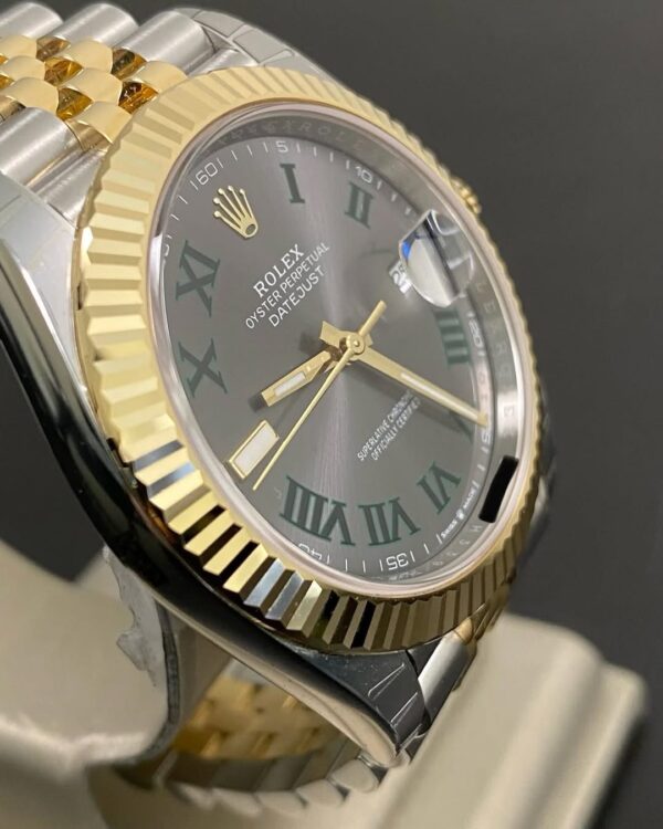 Rolex Steel & Yellow Gold Datejust 41 - 2024 - Fluted Bezel - “Wimbledon” Dial - Jubilee Bracelet - 126333 *FULL STICKERS* - Image 4