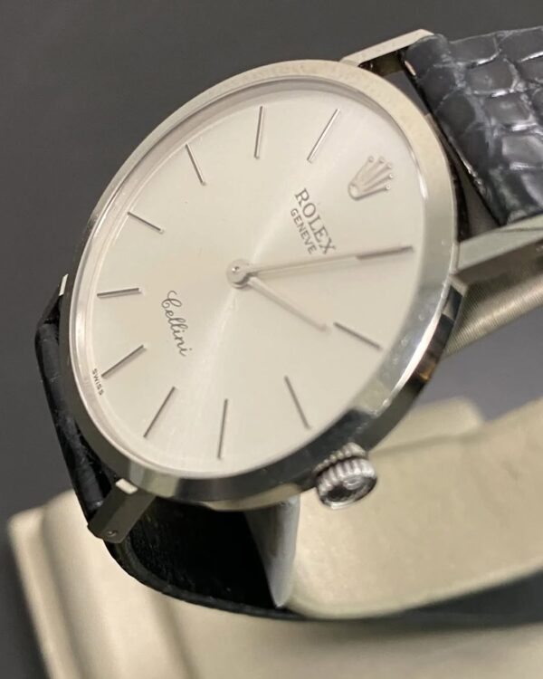 Rolex Cellini - White Gold - E serial - Silver Dial - Black Leather Strap - 4112 - Image 8