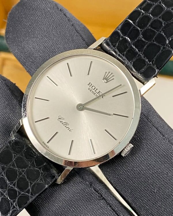 Rolex Cellini - White Gold - E serial - Silver Dial - Black Leather Strap - 4112 - Image 7
