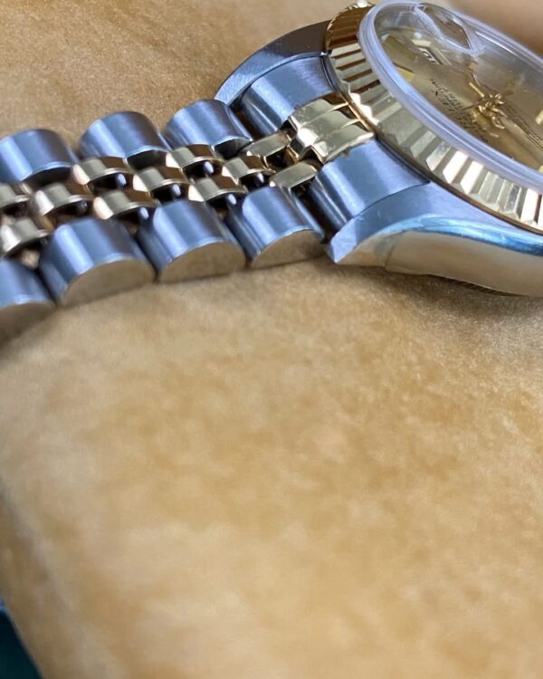 Rolex Steel & Yellow Gold Lady-Datejust 26 - K serial - Fluted Bezel - Champagne Index Dial - Jubilee Bracelet - 79173 - Image 8