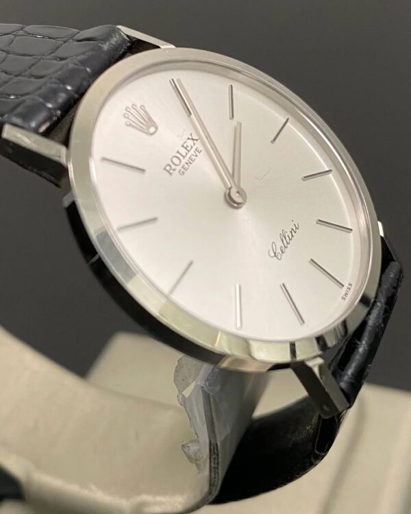 Rolex Cellini - White Gold - E serial - Silver Dial - Black Leather Strap - 4112 - Image 5