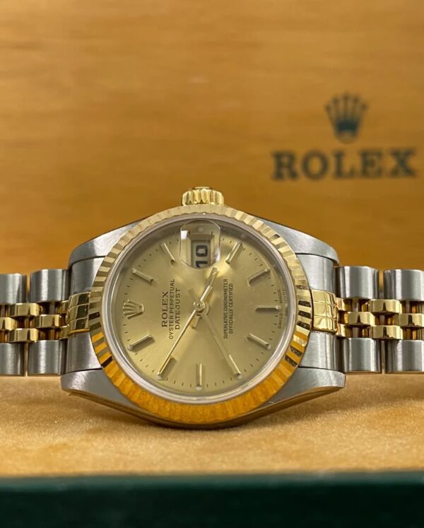 Rolex Steel & Yellow Gold Lady-Datejust 26 - K serial - Fluted Bezel - Champagne Index Dial - Jubilee Bracelet - 79173