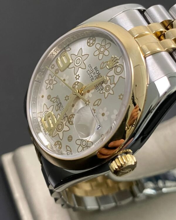 Rolex Steel & Yellow Gold Datejust 36 - 2010 - Domed Bezel - Factory Flower Dial - Jubilee Bracelet - 116203 - Image 5