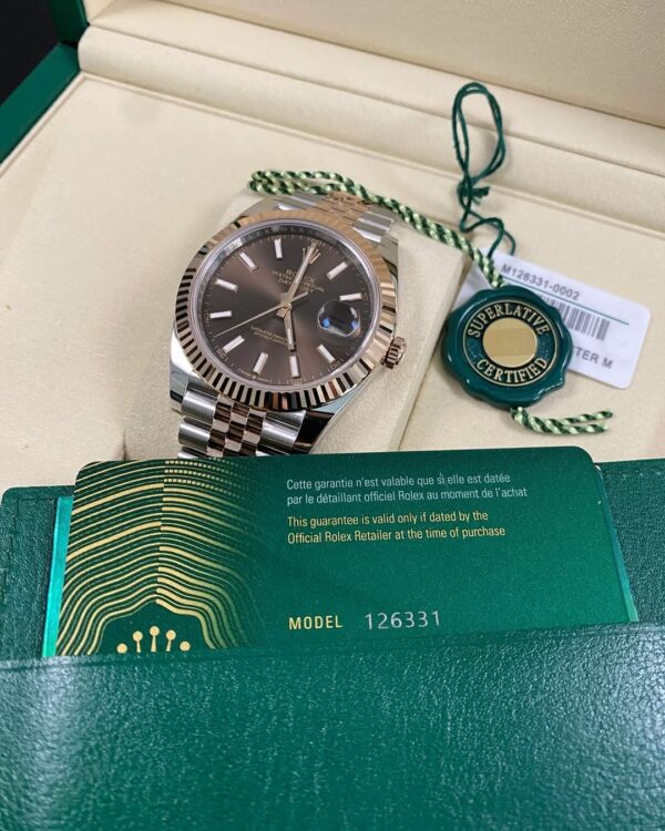 Rolex Steel & Everose Gold Datejust 41 - 2025 - Fluted Bezel - Chocolate Index Dial - Jubilee Bracelet - 126331 *FULL SET* - Image 9