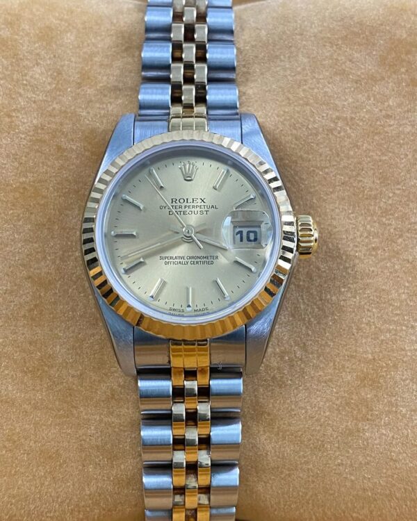 Rolex Steel & Yellow Gold Lady-Datejust 26 - K serial - Fluted Bezel - Champagne Index Dial - Jubilee Bracelet - 79173 - Image 3