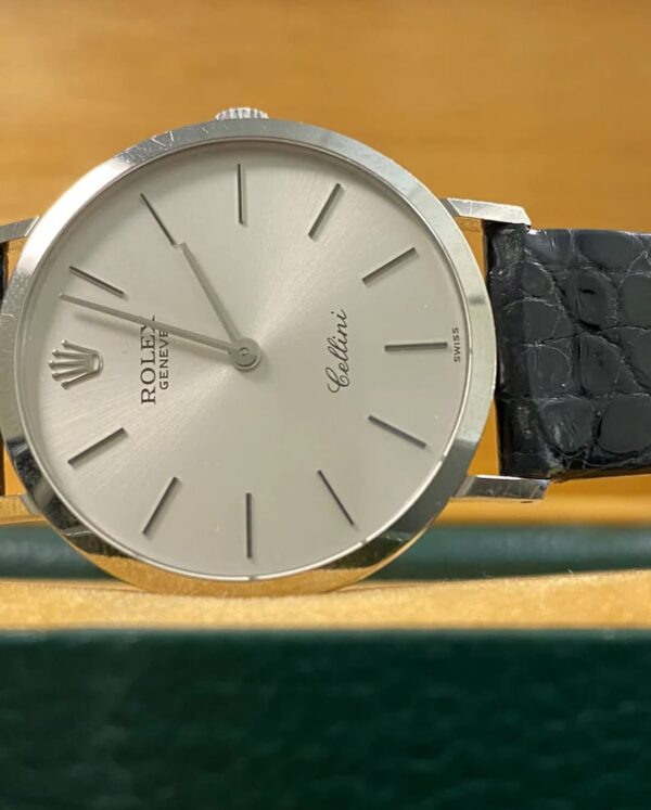 Rolex Cellini - White Gold - E serial - Silver Dial - Black Leather Strap - 4112 - Image 3