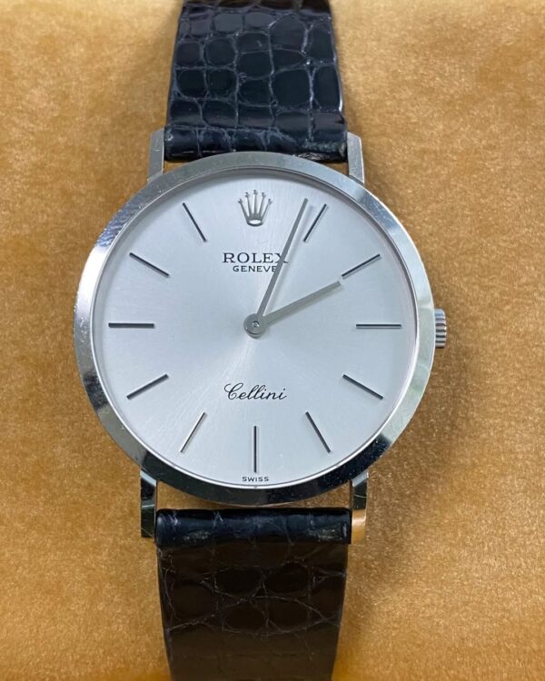 Rolex Cellini - White Gold - E serial - Silver Dial - Black Leather Strap - 4112 - Image 2