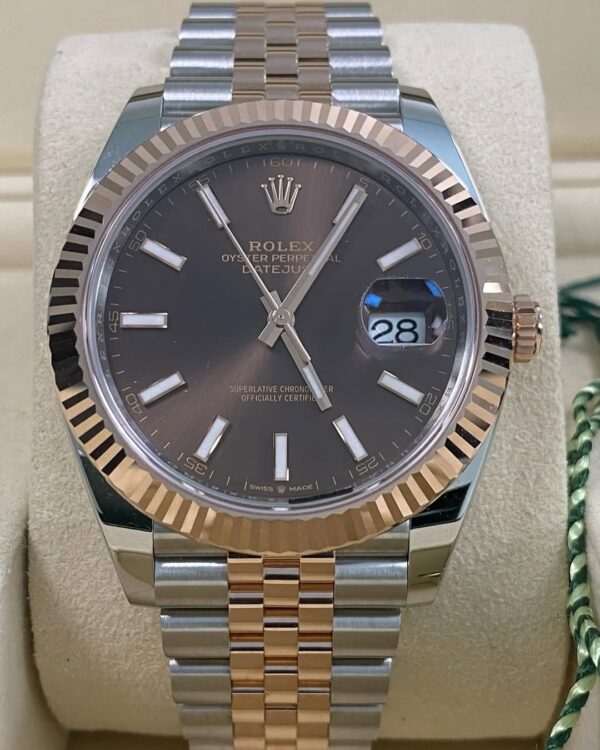Rolex Steel & Everose Gold Datejust 41 - 2025 - Fluted Bezel - Chocolate Index Dial - Jubilee Bracelet - 126331 *FULL SET* - Image 6
