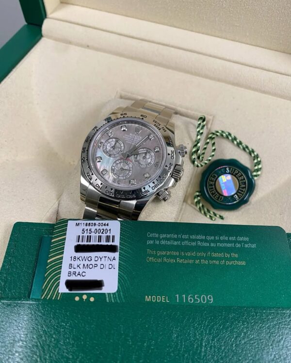 Rolex White Gold Cosmograph Daytona - 2020 - Tahitian Mother-Of-Pearl Diamond Dial - 116509 *FULL SET* - Image 4