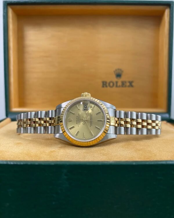 Rolex Steel & Yellow Gold Lady-Datejust 26 - K serial - Fluted Bezel - Champagne Index Dial - Jubilee Bracelet - 79173 - Image 11