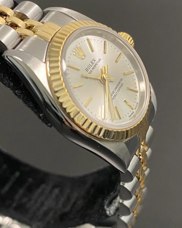 Rolex Steel & Yellow Oyster Perpetual Lady - A serial - Fluted Bezel - Silver Index Dial - Jubilee Bracelet - 76193 *Service Warranty Card* - Image 5