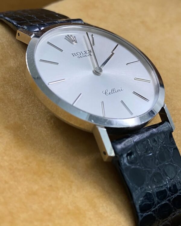 Rolex Cellini - White Gold - E serial - Silver Dial - Black Leather Strap - 4112 - Image 10