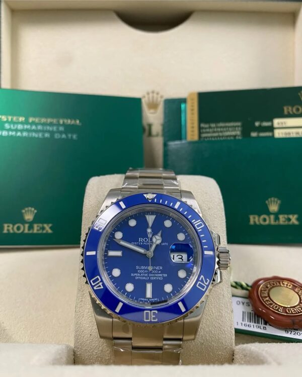 Rolex White Gold Submariner Date - “Smurf” - 116619LB *FULL STICKERS*