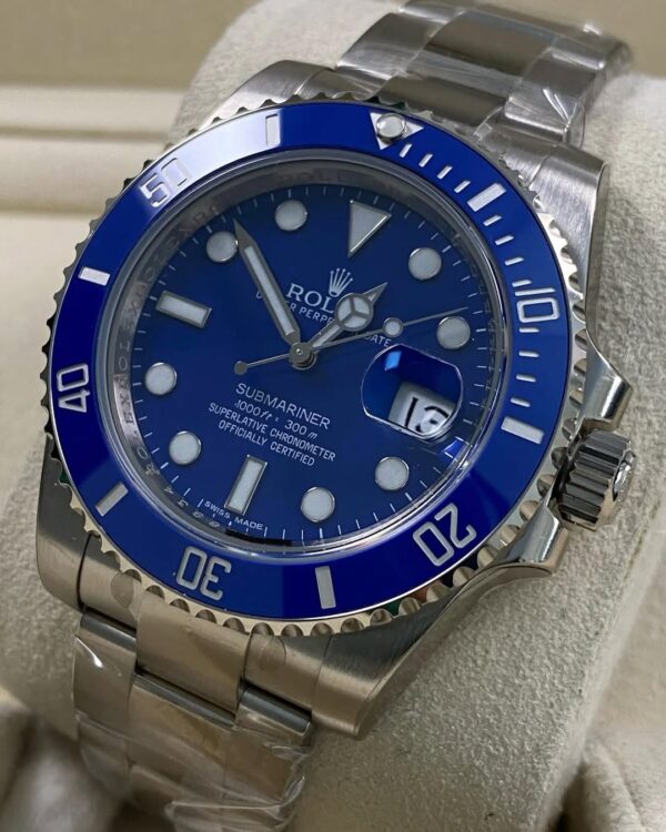 Rolex White Gold Submariner Date - “Smurf” - 116619LB *FULL STICKERS* - Image 4