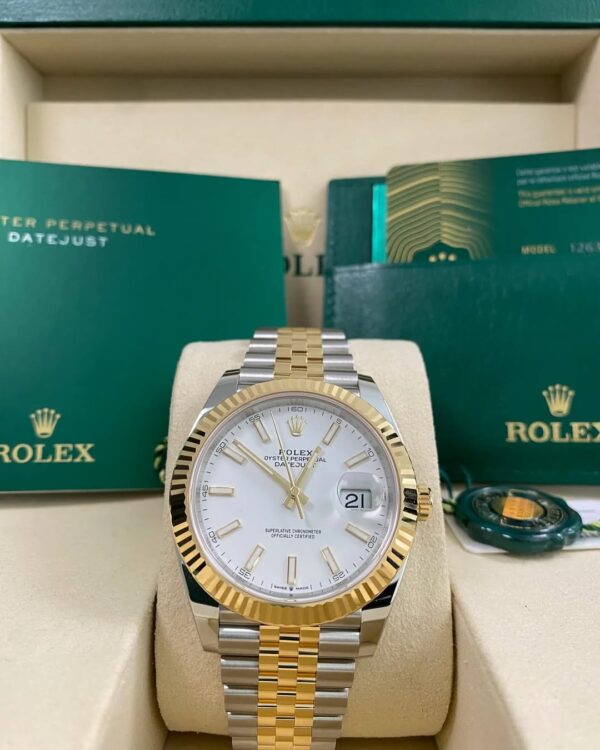 Rolex Steel & Yellow Gold Datejust 41 - 2025 - Fluted Bezel - White Index Dial - Jubilee Bracelet - 126333 *FULL SET* - Image 2