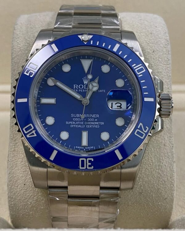 Rolex White Gold Submariner Date - “Smurf” - 116619LB *FULL STICKERS* - Image 5