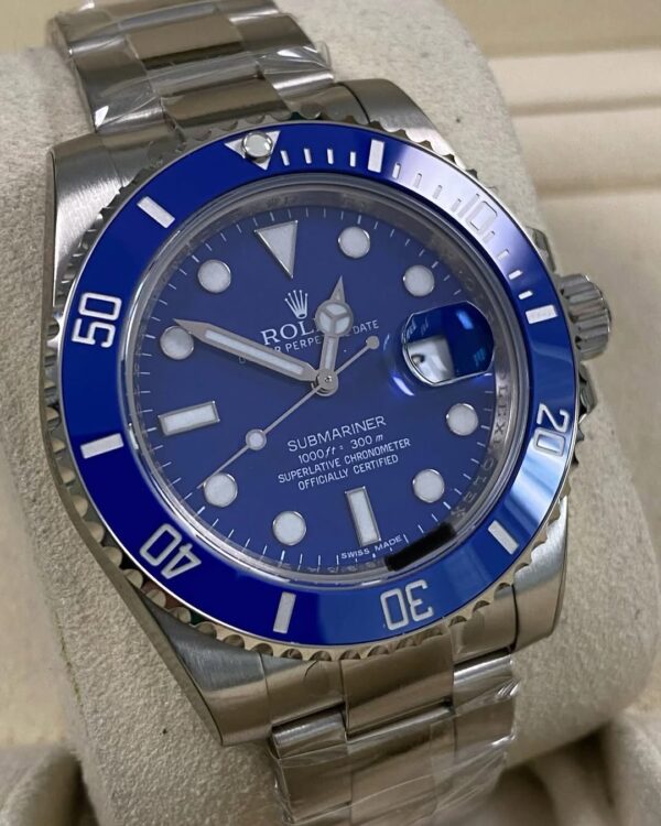 Rolex White Gold Submariner Date - “Smurf” - 116619LB *FULL STICKERS* - Image 6
