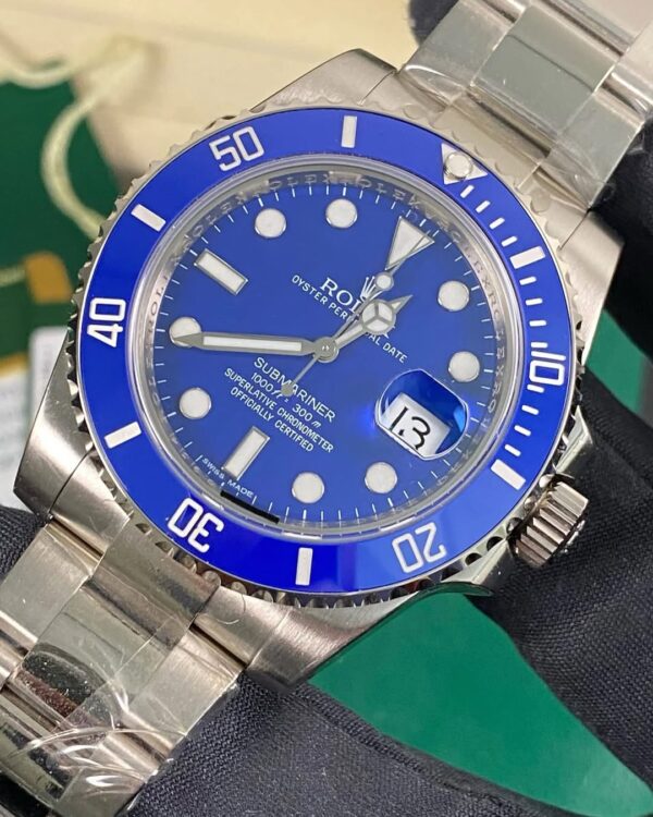 Rolex White Gold Submariner Date - “Smurf” - 116619LB *FULL STICKERS* - Image 10