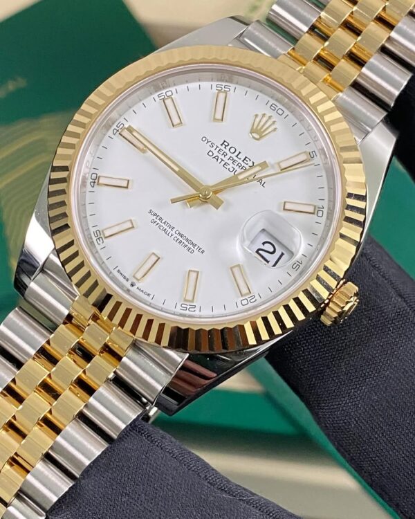 Rolex Steel & Yellow Gold Datejust 41 - 2025 - Fluted Bezel - White Index Dial - Jubilee Bracelet - 126333 *FULL SET* - Image 9