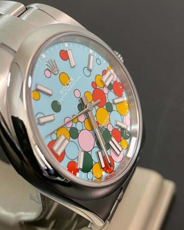 Rolex Oyster Perpetual 41 - 2023 - Domed Bezel - Turquoise Blue Celebration-Motif Dial - Oyster Bracelet - 124300 *FULL SET* - Image 10