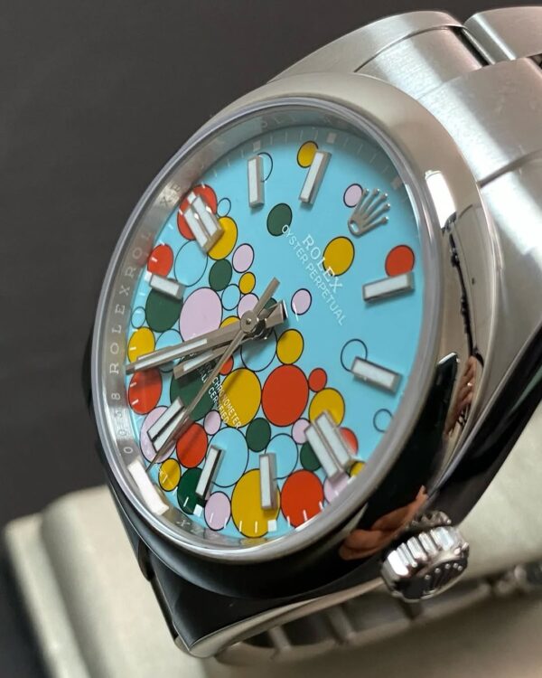 Rolex Oyster Perpetual 41 - 2023 - Domed Bezel - Turquoise Blue Celebration-Motif Dial - Oyster Bracelet - 124300 *FULL SET* - Image 9
