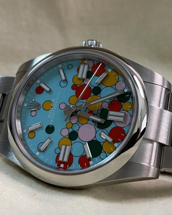Rolex Oyster Perpetual 41 - 2023 - Domed Bezel - Turquoise Blue Celebration-Motif Dial - Oyster Bracelet - 124300 *FULL SET* - Image 8