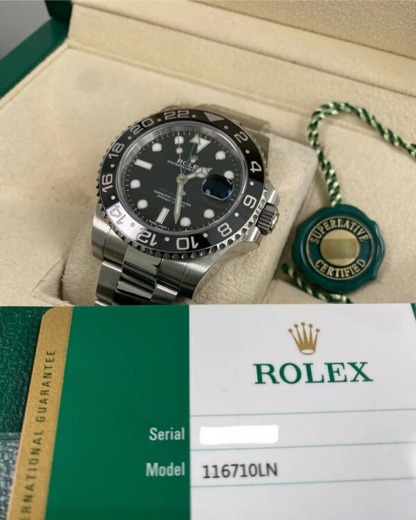 Rolex Steel GMT-Master II - 2019 - Black Bezel - Black Dial - Green Arrow Hand - 116710LN *FULL SET* - Image 3