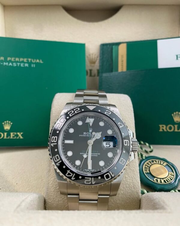 Rolex Steel GMT-Master II - 2019 - Black Bezel - Black Dial - Green Arrow Hand - 116710LN *FULL SET*
