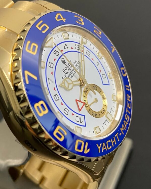 Rolex Yellow Gold Yacht-Master II - 2022 - White Dial - Blue Bezel - 116688 *FULL STICKERS* - Image 13