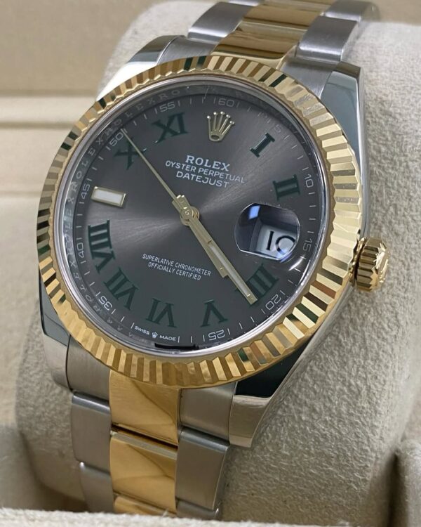 Rolex Steel & Yellow Gold Datejust 41 - 2022 - Fluted Bezel - “Wimbledon” Dial - Oyster Bracelet - 126333 *FULL SET* - Image 12